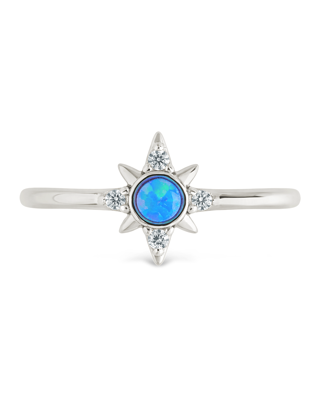 Sterling Silver Blue Opal Sparkle Ring