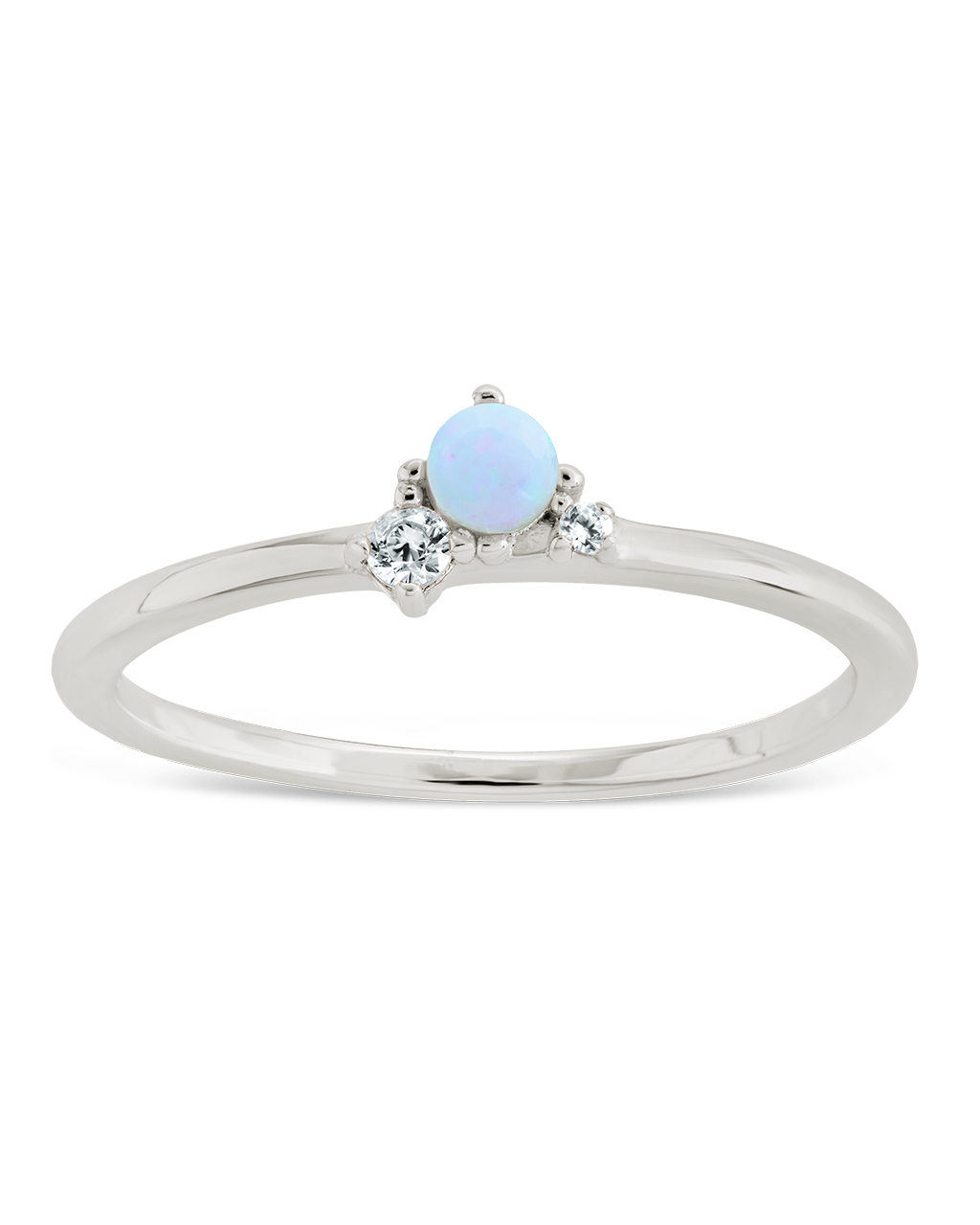 Sterling Silver Blue Opal Trio Ring