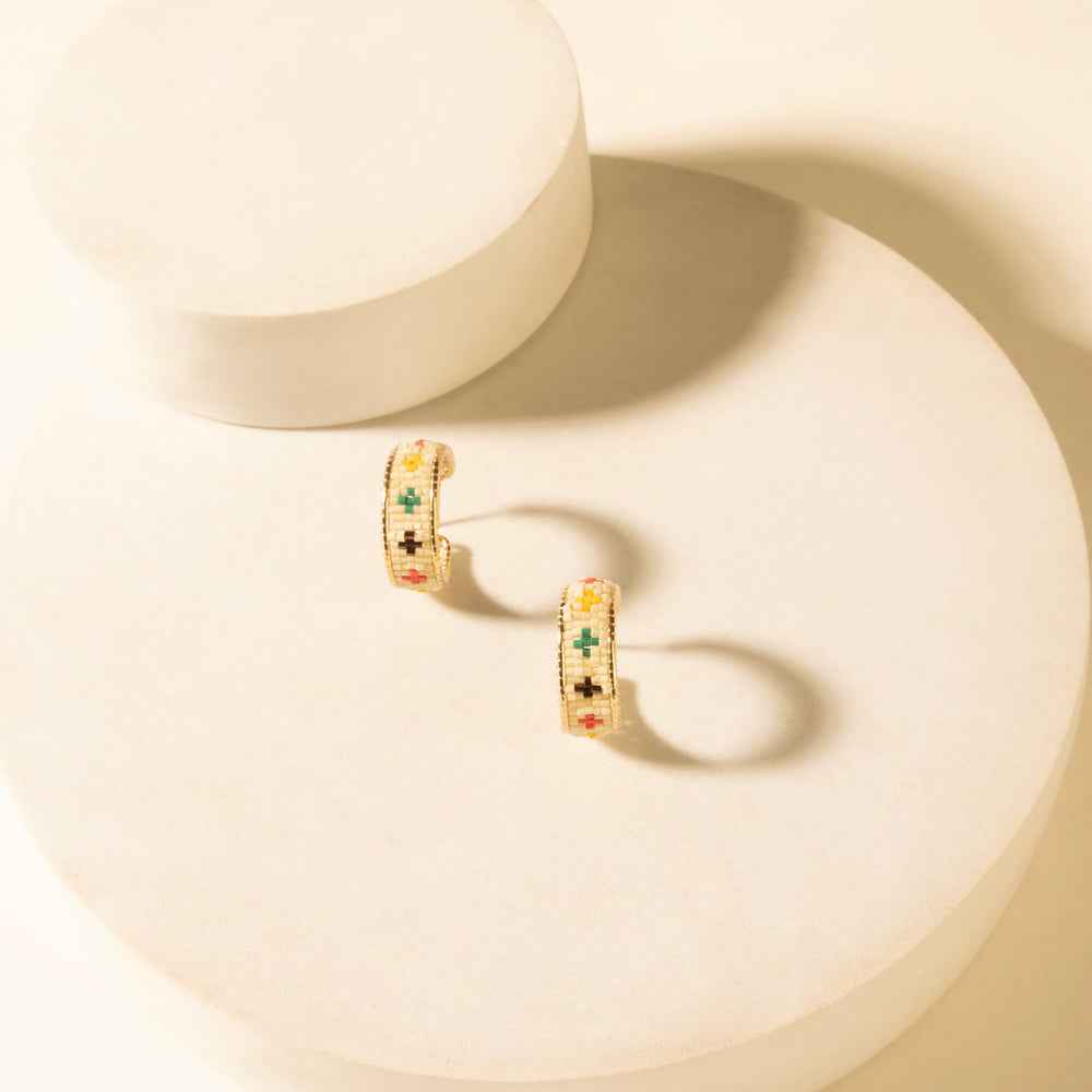 Myra Heritage Cross Hoops in Desert Ivory