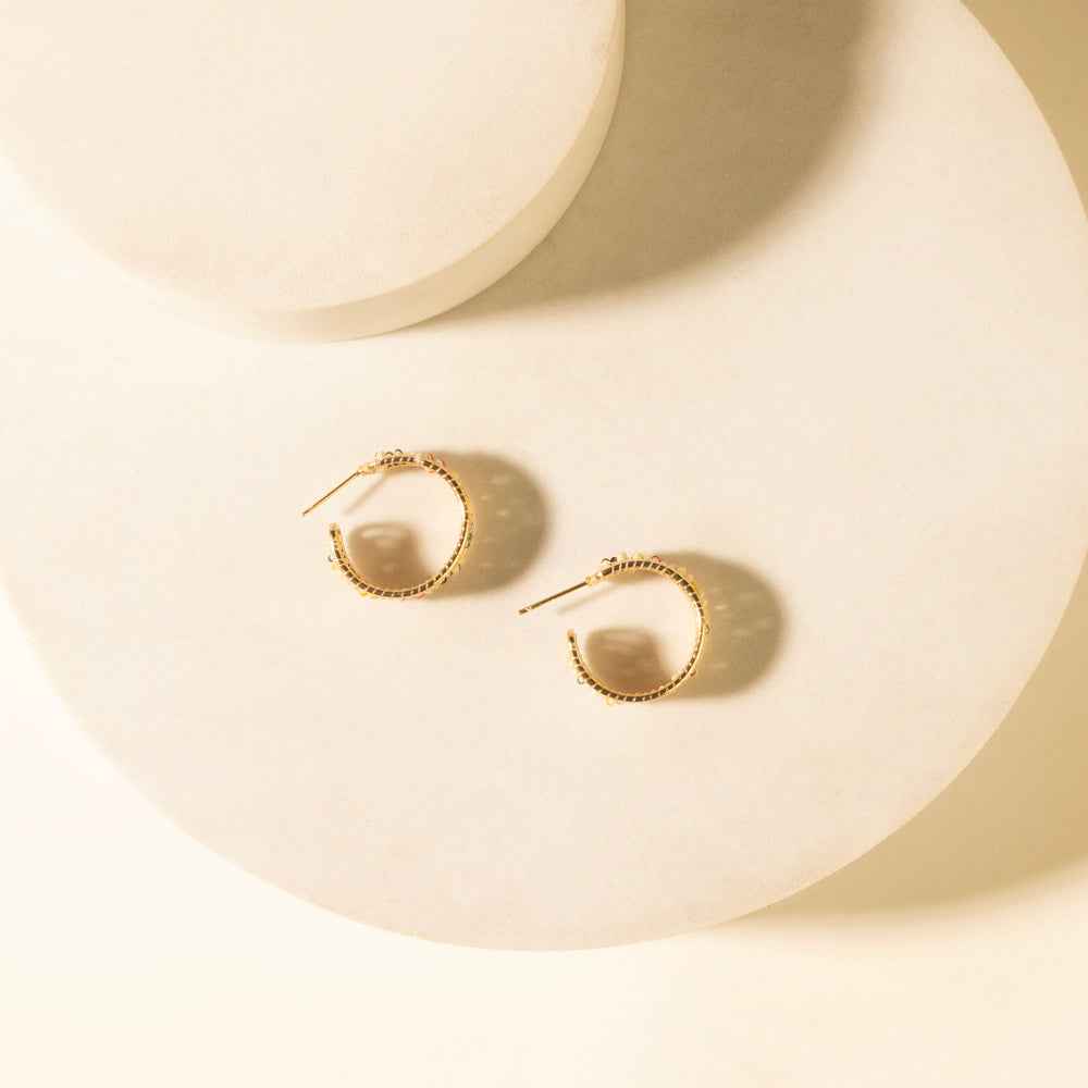 Myra Heritage Cross Hoops in Desert Ivory