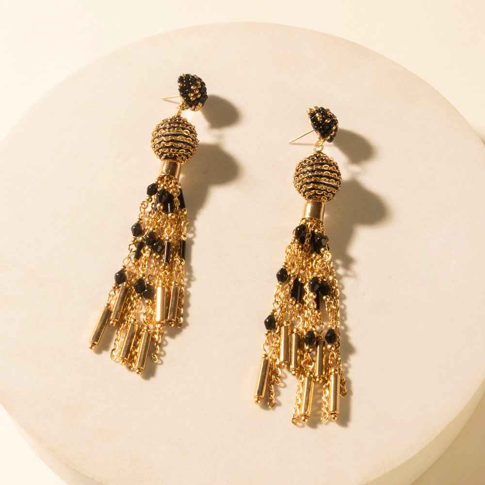 Myra Belle Tassel Earrings in Burnished Amber