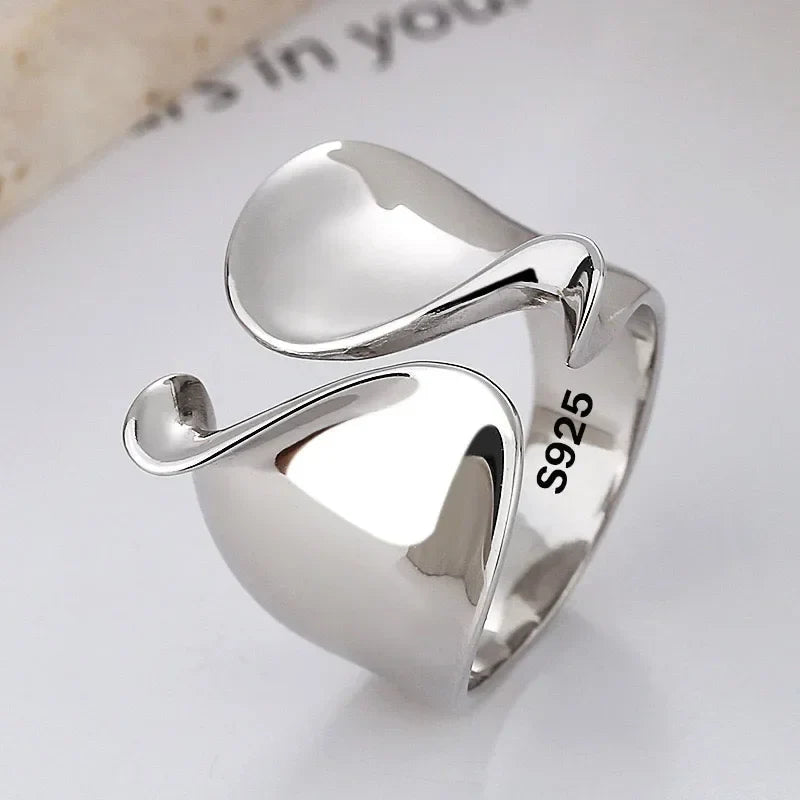 S925 Sterling Silver Sculptural Open Ring