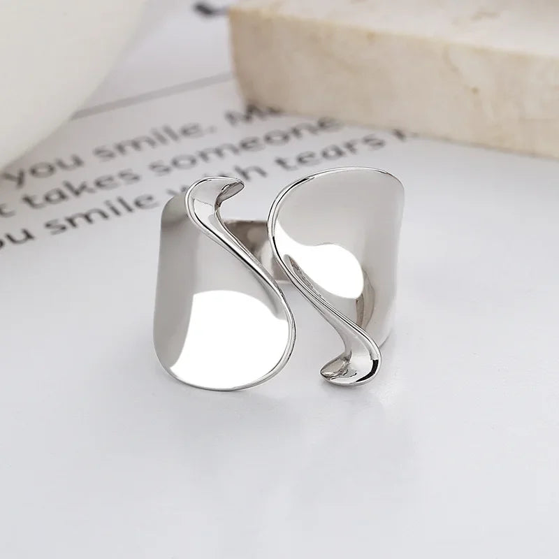 S925 Sterling Silver Sculptural Open Ring