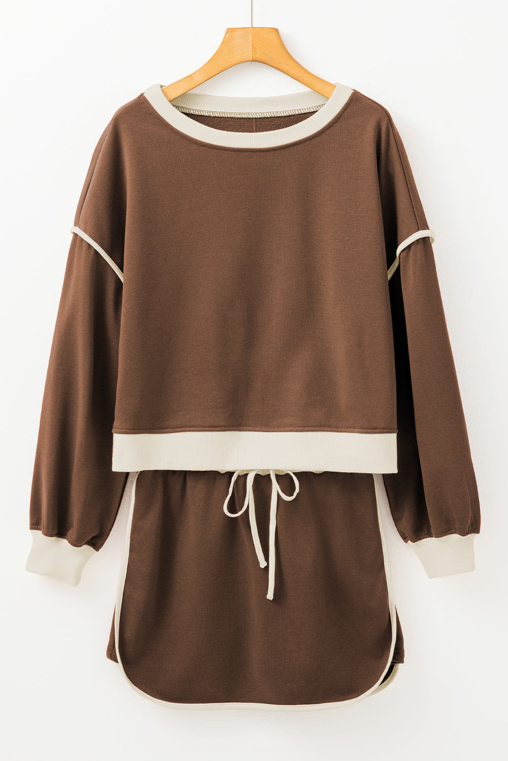 Colorblock Long Sleeve Top and Skort Set