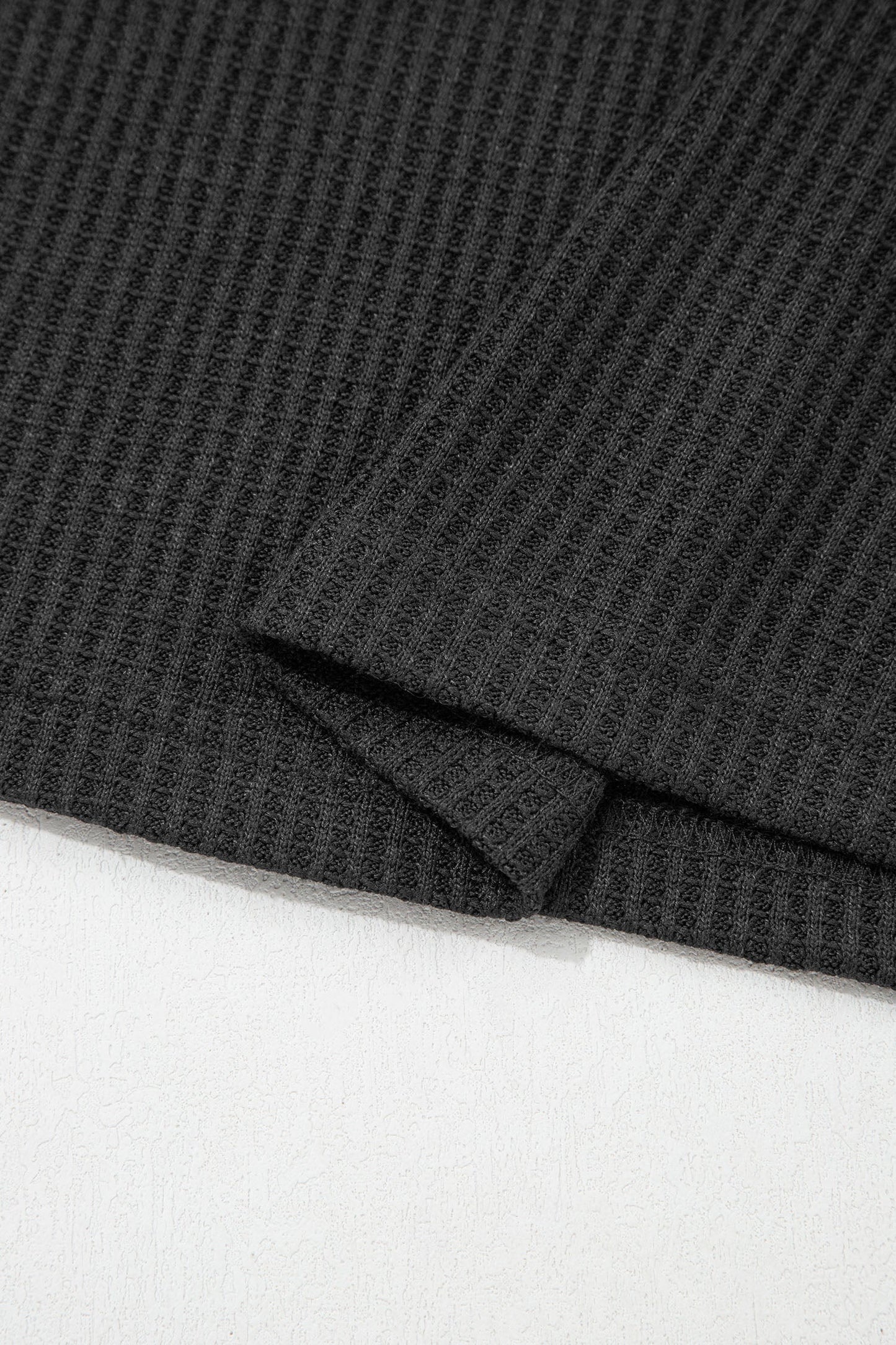 Colorblock Waffle Knit Patchwork Short Sleeve Top