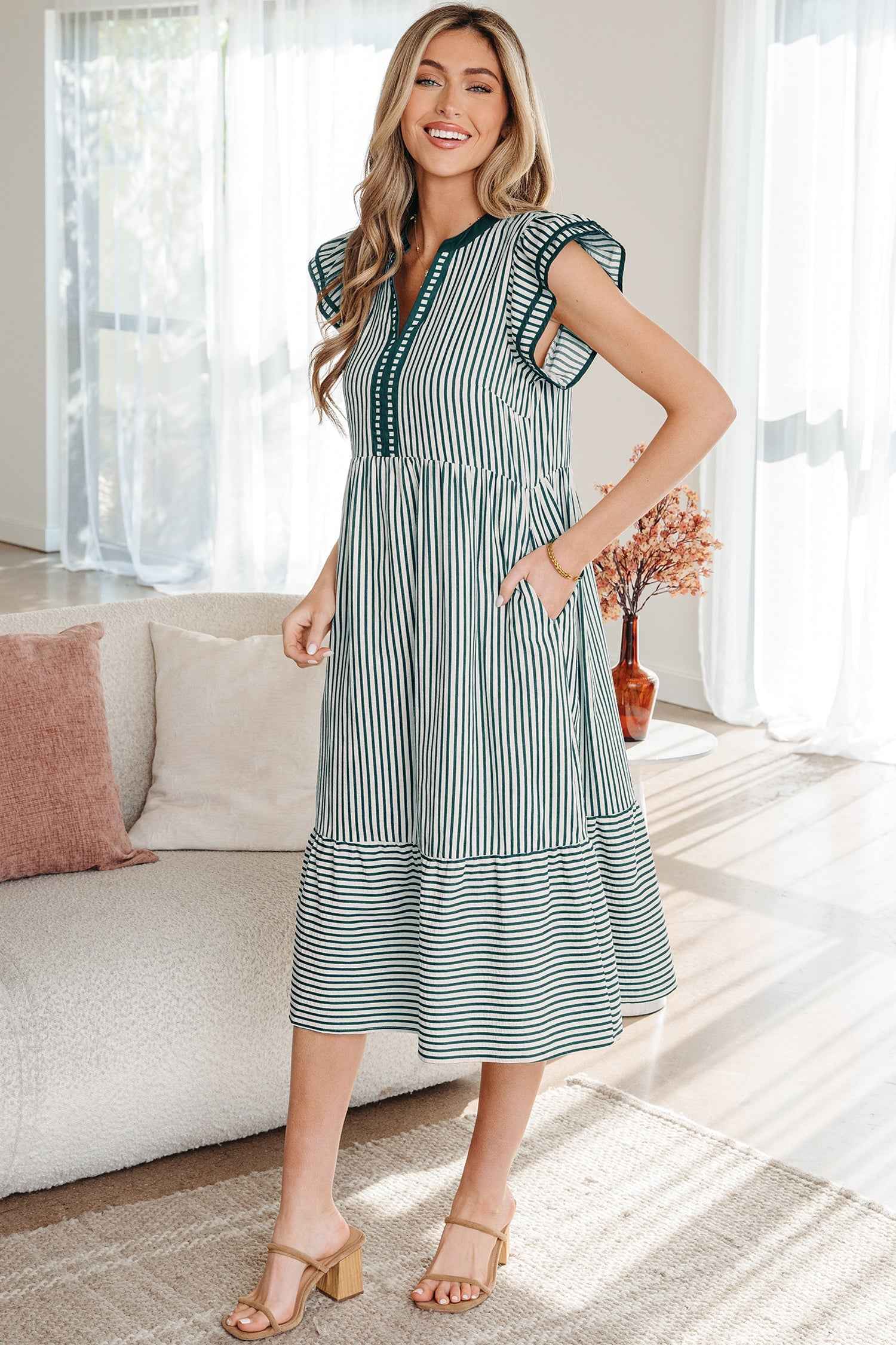Ophelia Contrast Trim Midi Dress