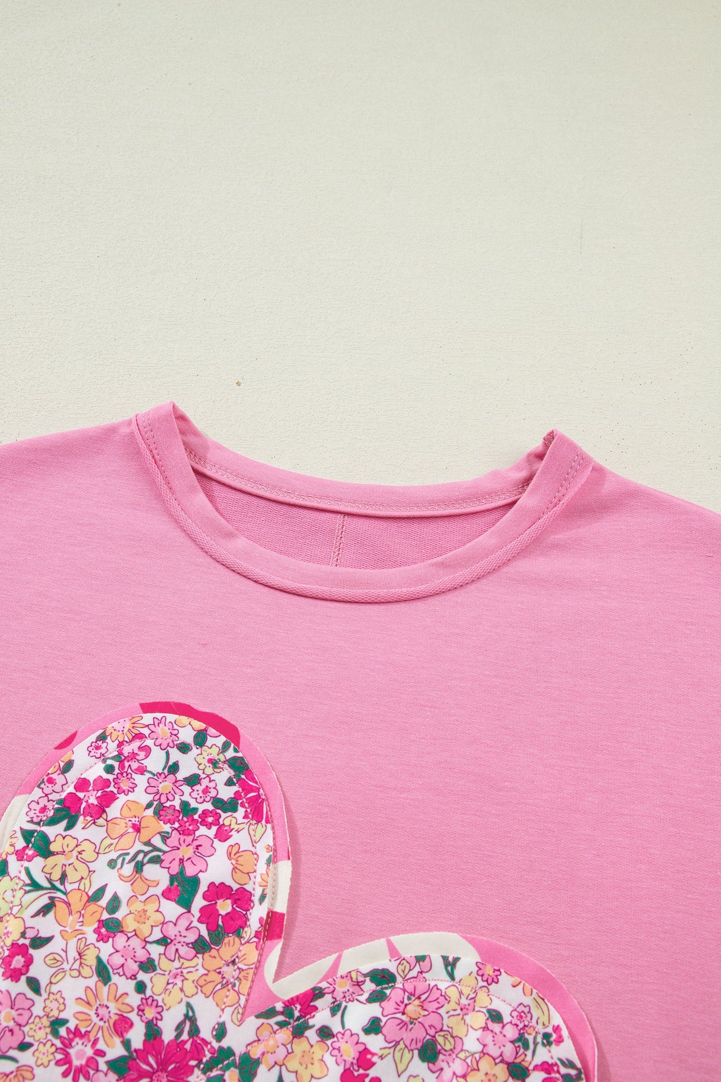 Floral Patchwork Raw Seam Oversize Tee