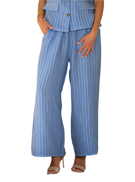 Cherishh Made In Italy Linen Pinstripe Pants C5266