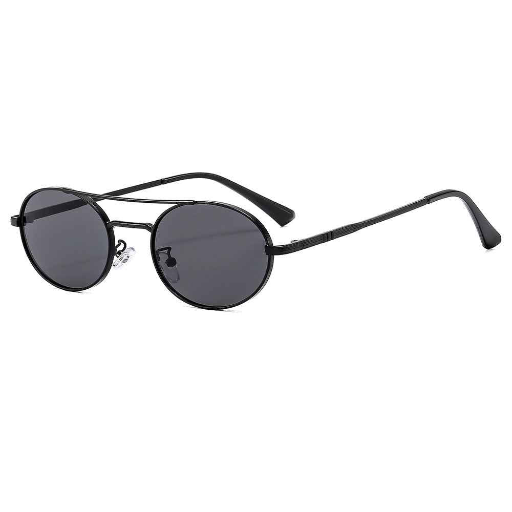 Retro Oval Dual-Beam Metal Sunglasses | UV Protection