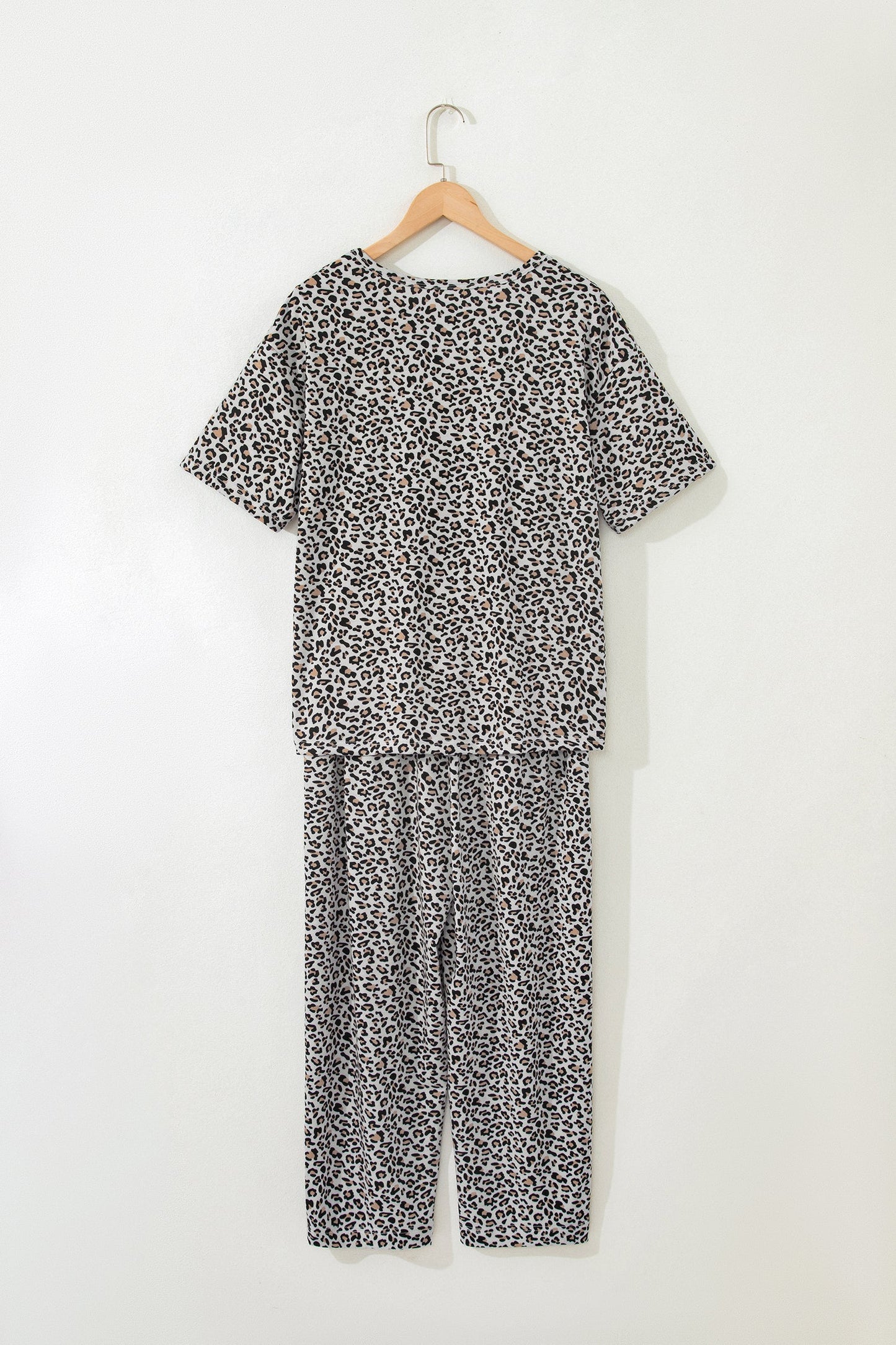 Leopard Loose Tee & Drawstring Waist Pants Set