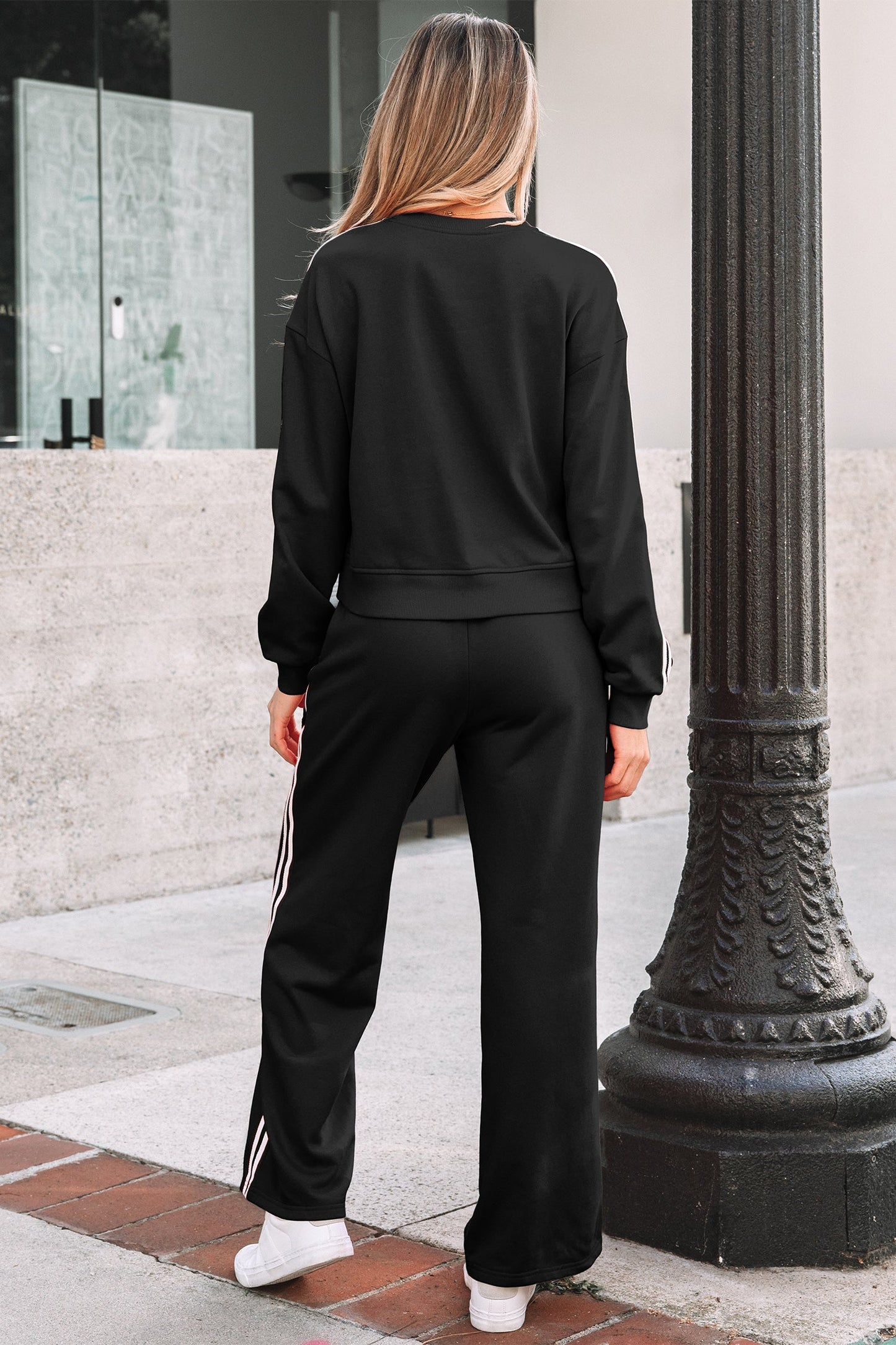 Varsity Stripe Crewneck Pullover & Sweatpants Set