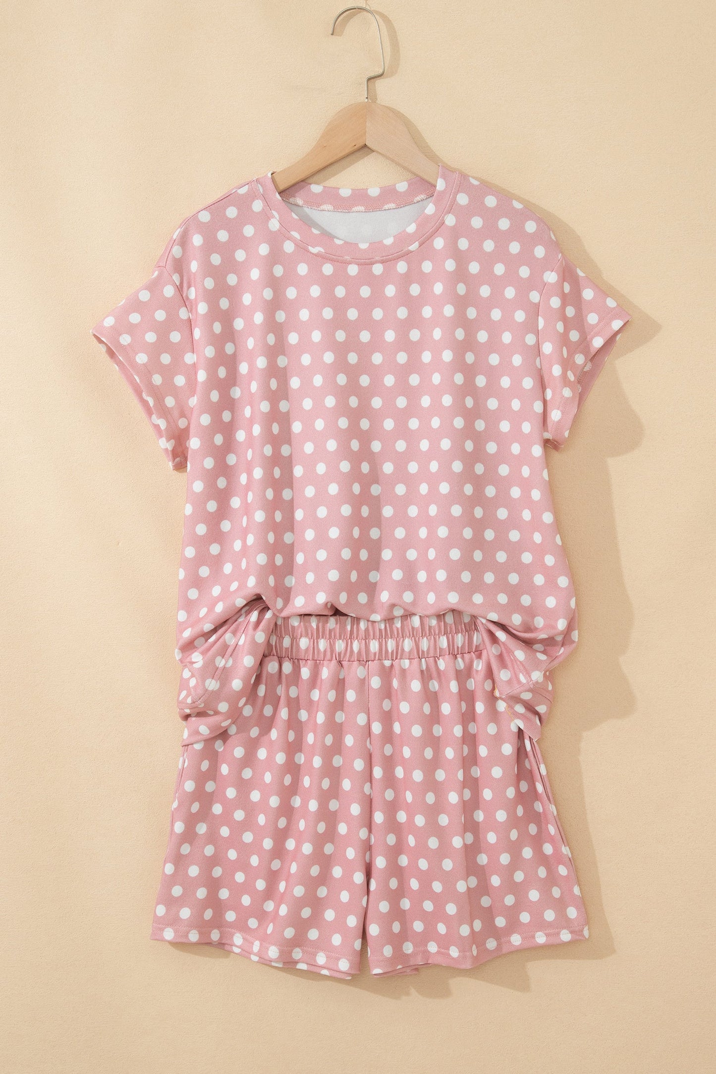 Polka Dot Relaxed Top & Drawstring Shorts Set