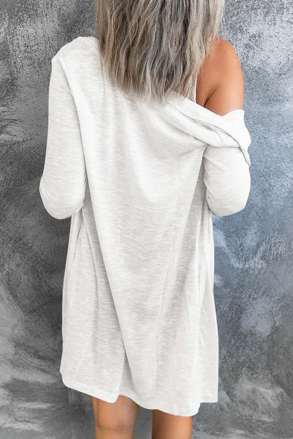 Solid Open-Front Buttoned Cardigan