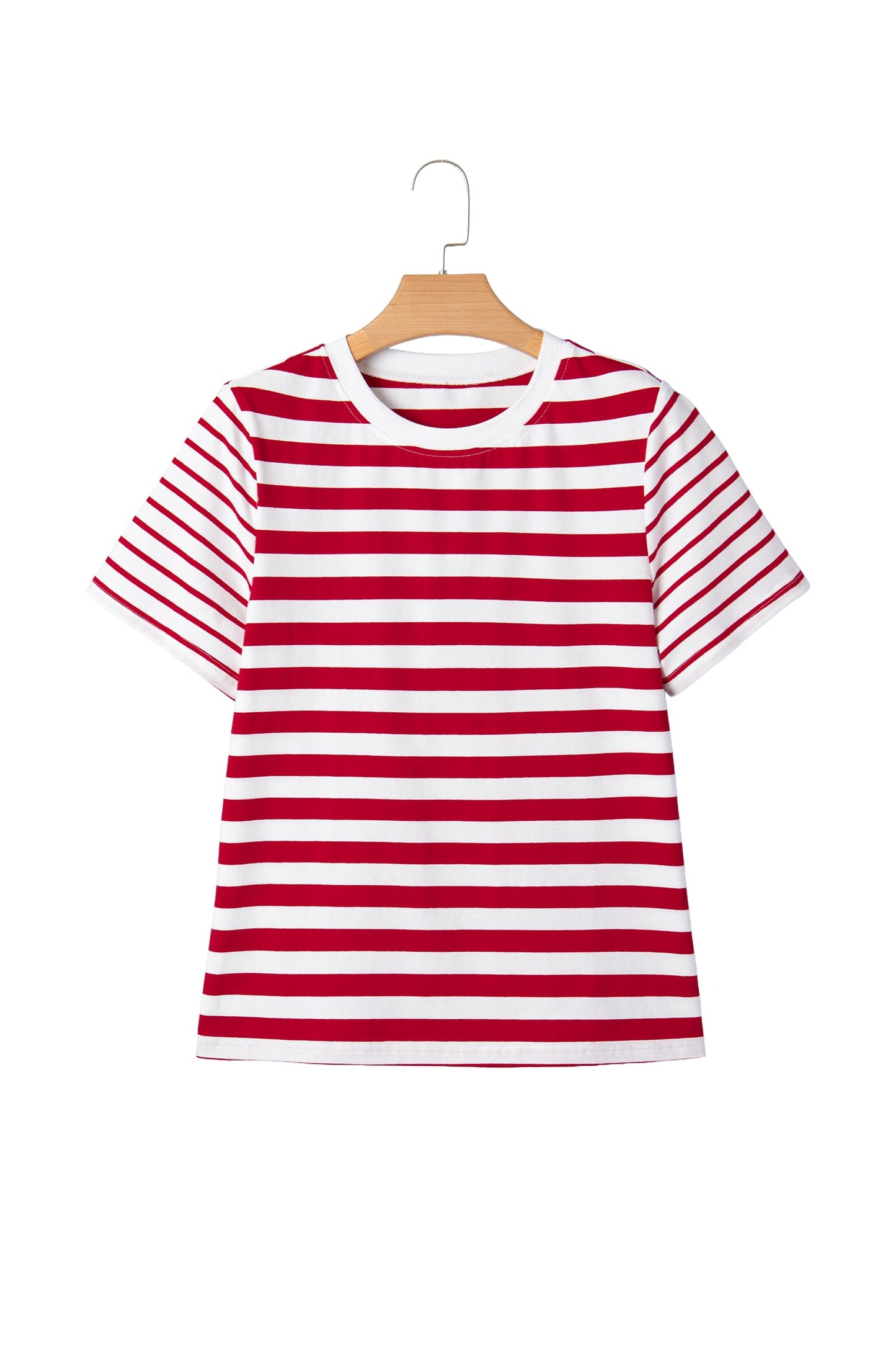 Stripe Patchwork Round Neck Short Sleeve T-Shirt