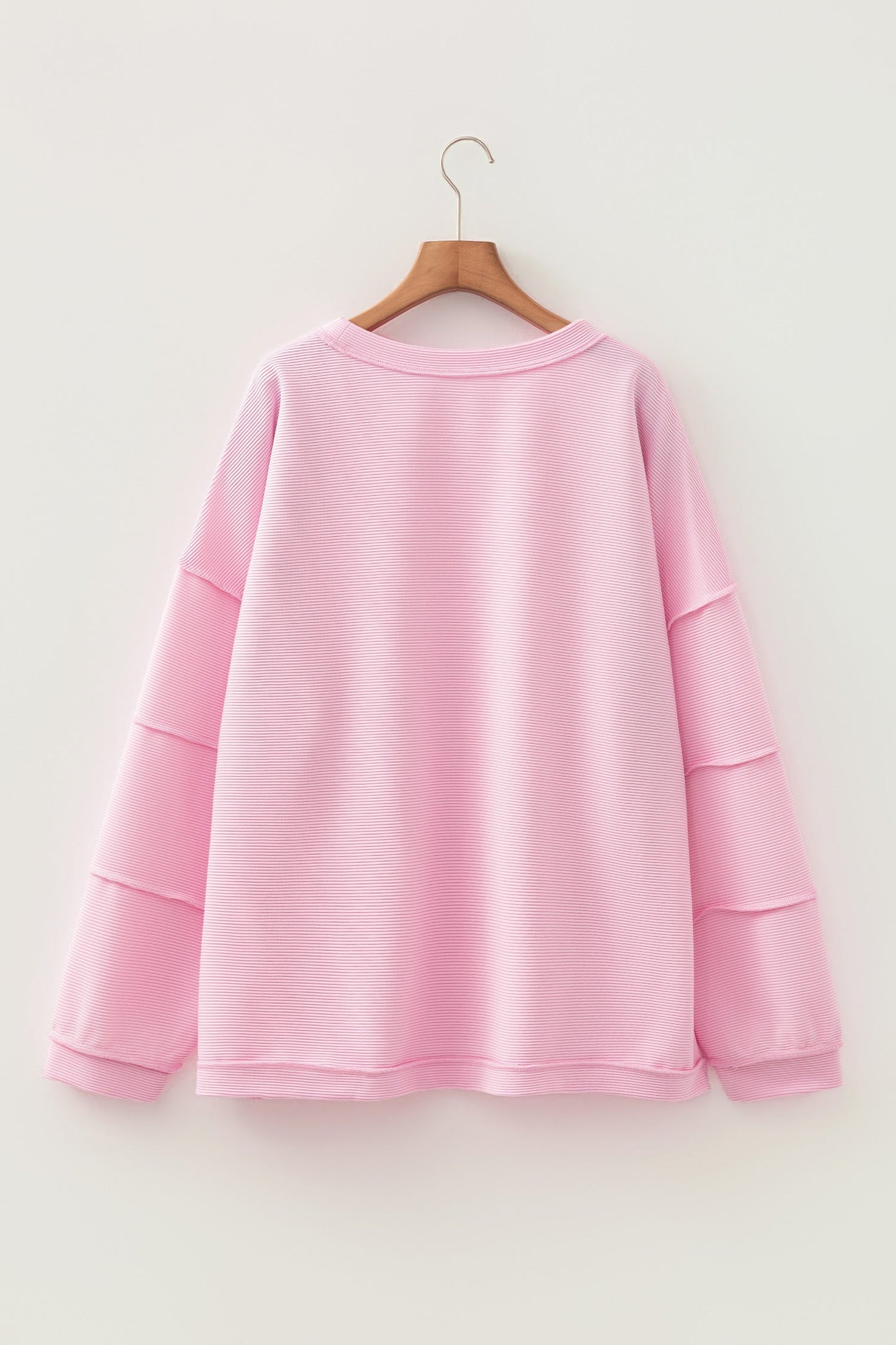 Plus Size Solid Ribbed Drop Shoulder Top
