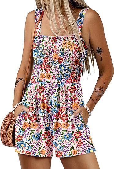 Floral Print Sleeveless Beach Jumpsuit