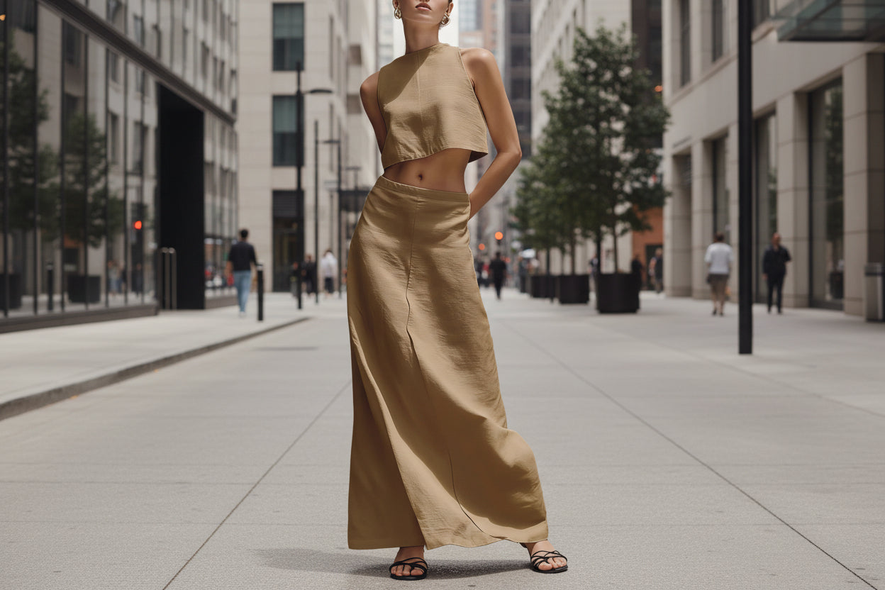 Women's Sleeveless Slimming Maxi Skirt Two-piece Set