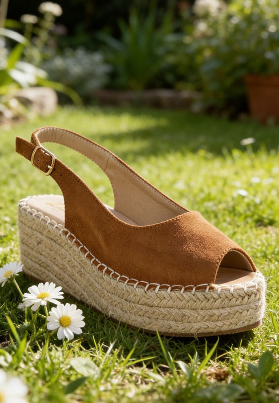 Georna Peep-Toe Espadrille Wedges