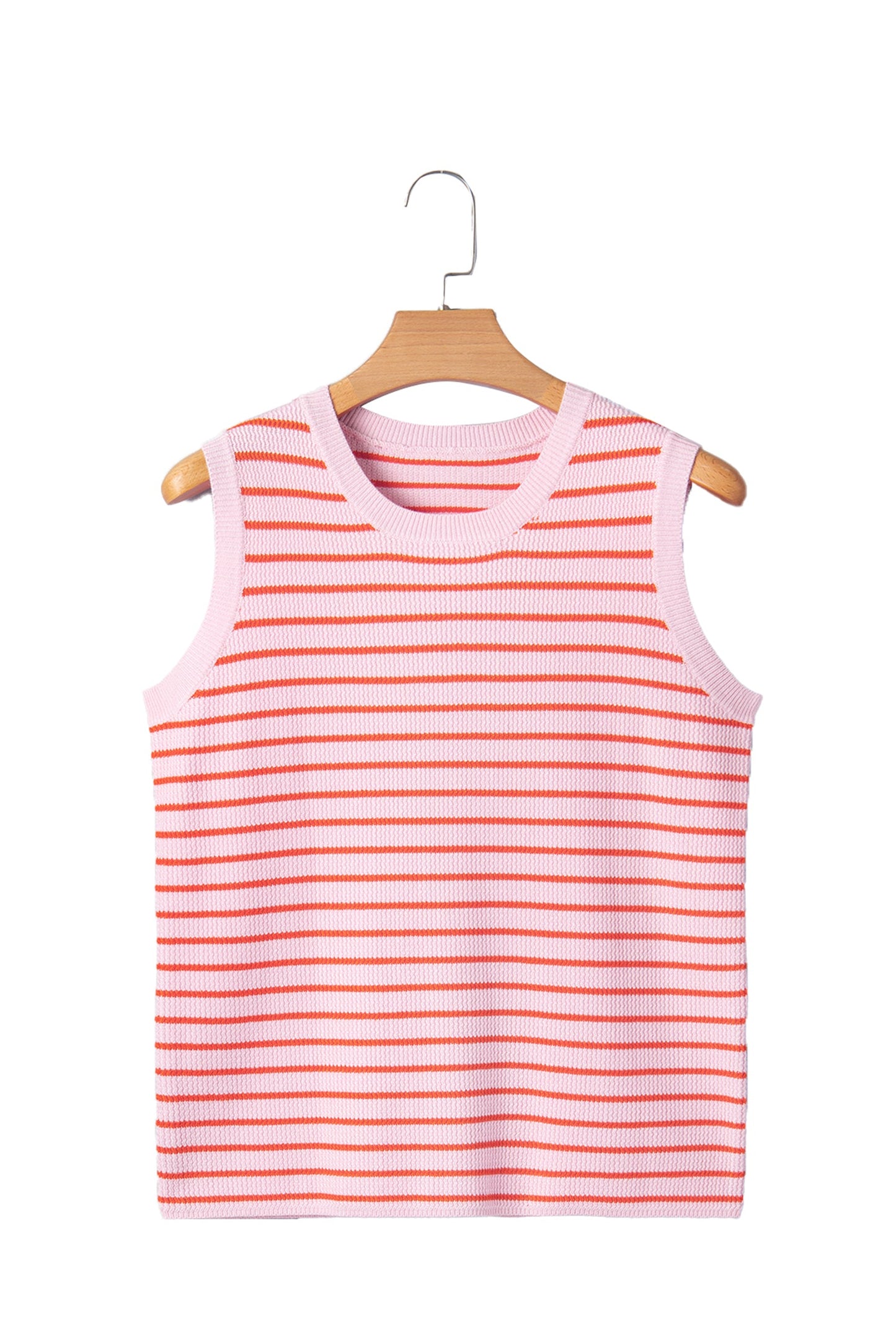 Stripe Textured Knit Sleeveless Sweater Top