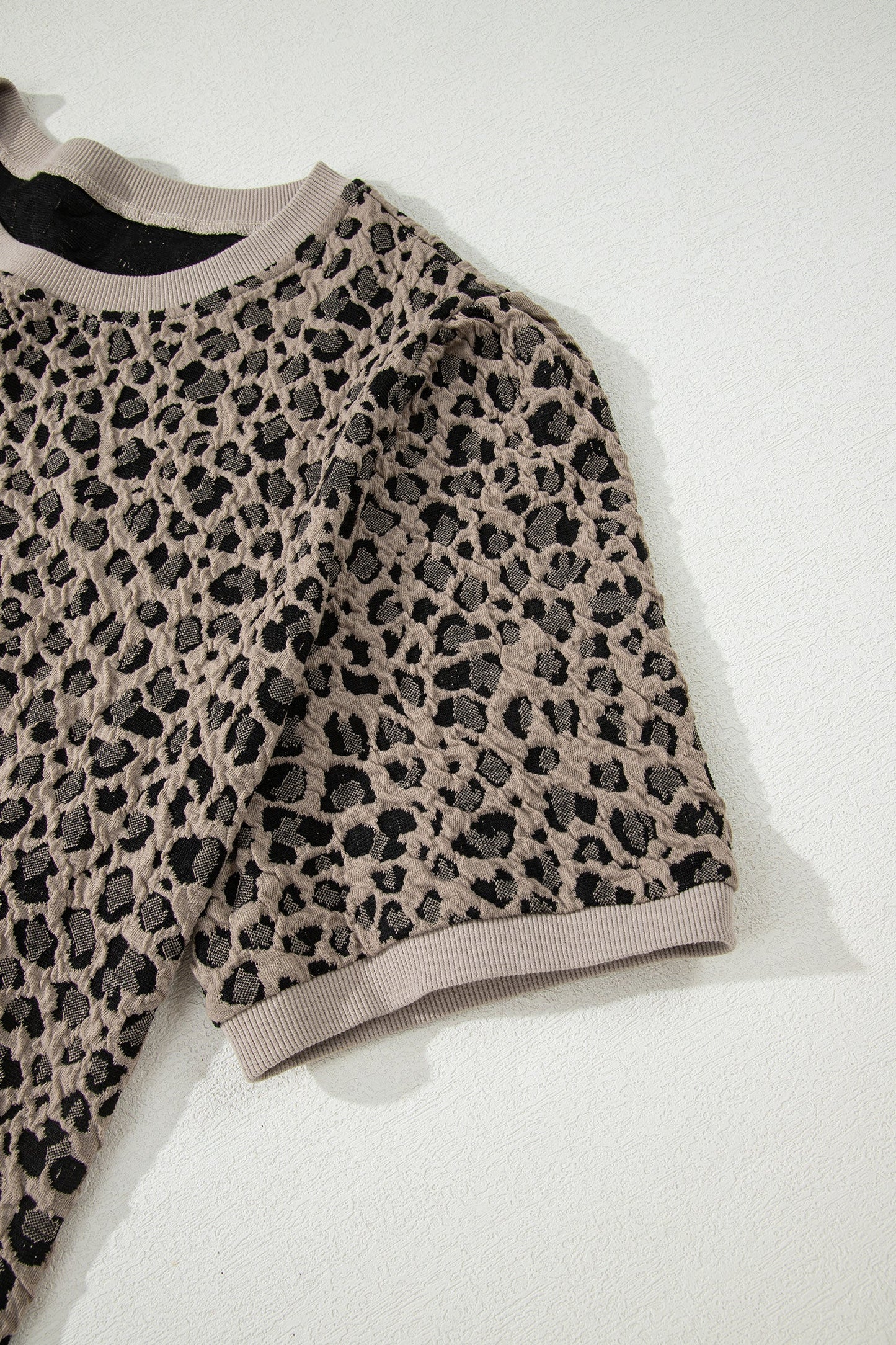 Plus Size Leopard Textured Short Sleeve T-Shirt