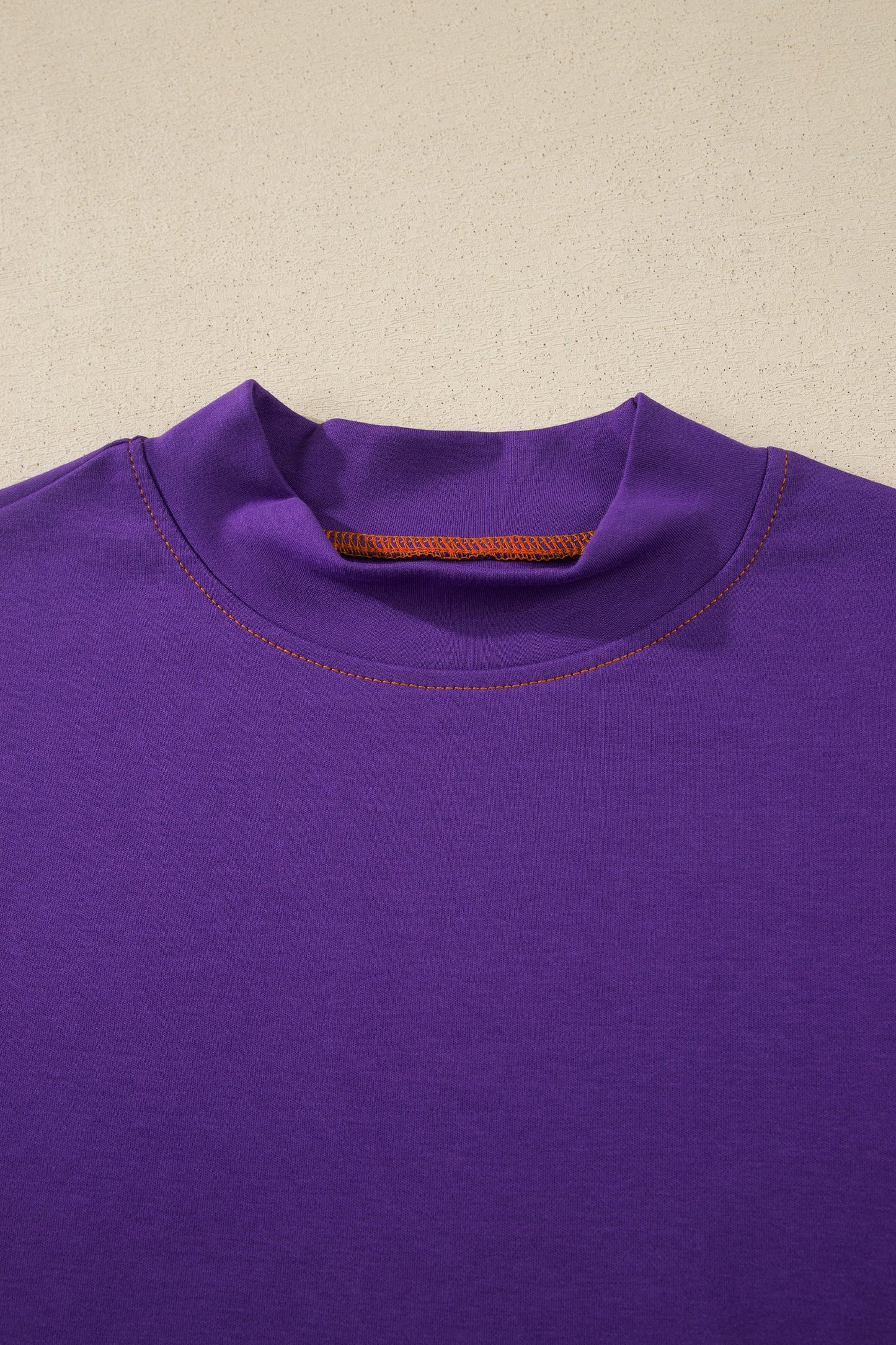 Reversible Contrast Stitching Mock Neck T-Shirt