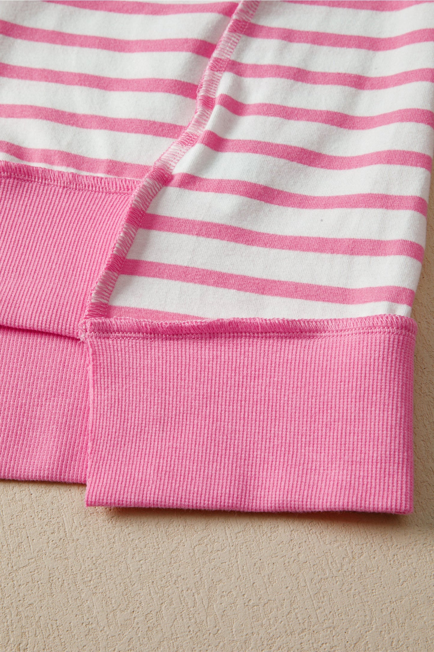 Stripe Half Placket High Low Short Sleeve Top