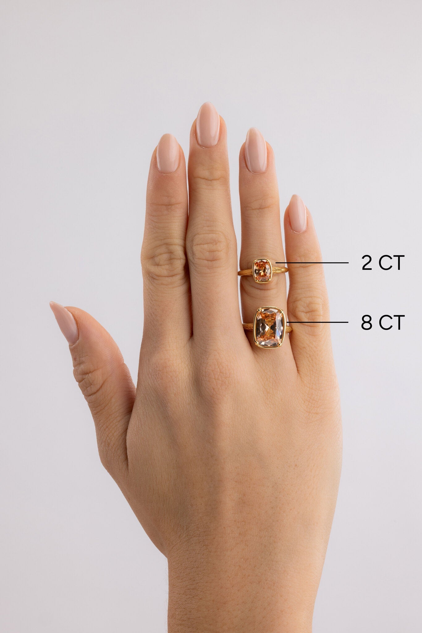 Sterling Silver Elongated Cushion Champagne CZ Cocktail Ring
