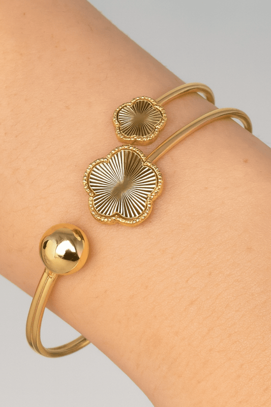 Clover Inspired Cuff Bracelet 18k Gold Plated