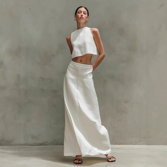 Women's Sleeveless Slimming Maxi Skirt Two-piece Set