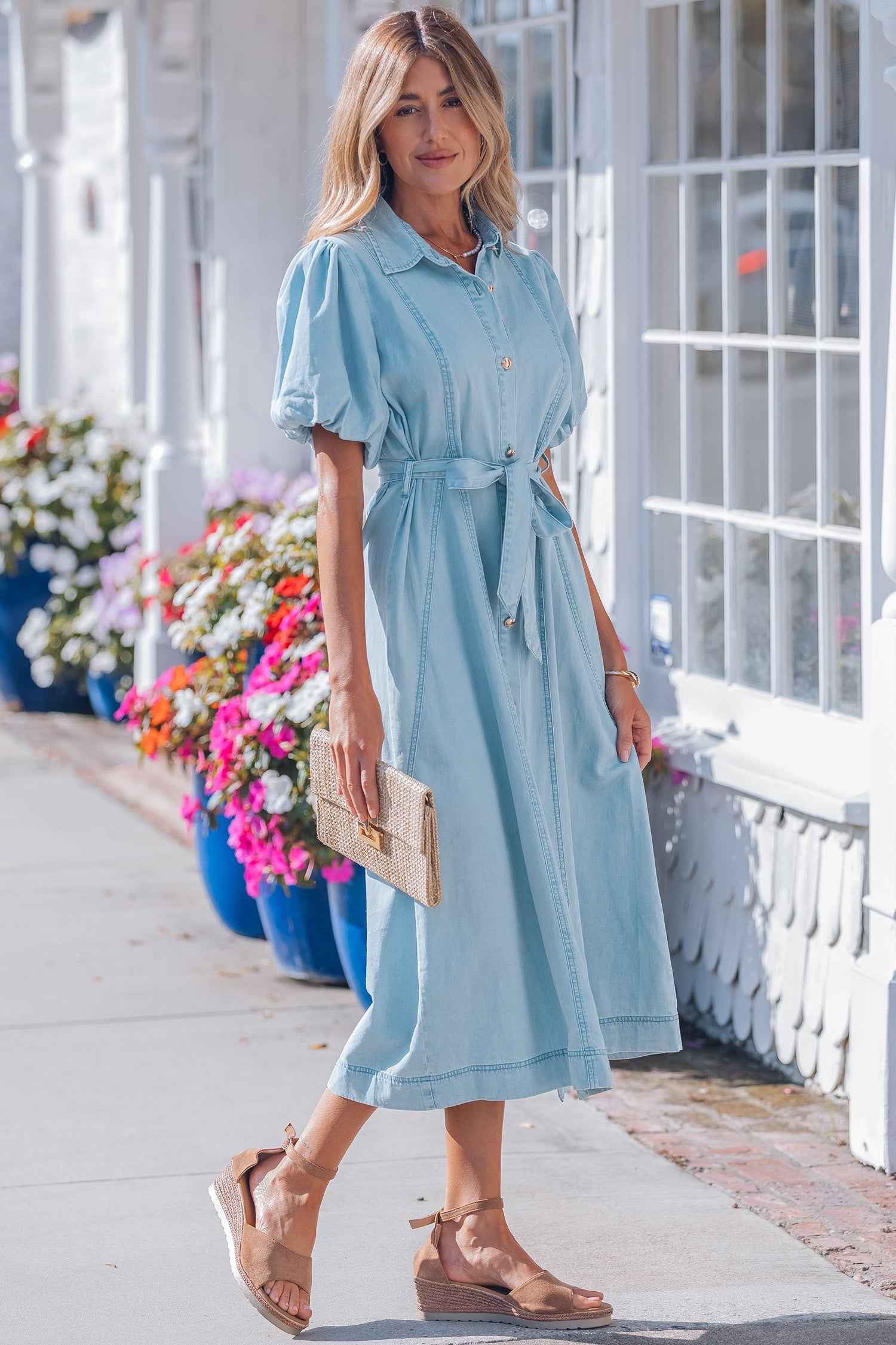 Shiloh Bubble Sleeve Long Dress