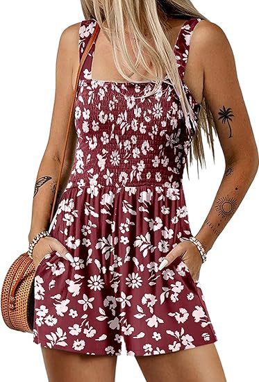 Floral Print Sleeveless Beach Jumpsuit