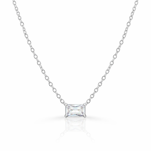 PEYTON SILVER DAINTY EMERALD CZ DIAMOND PENDANT NECKLACE