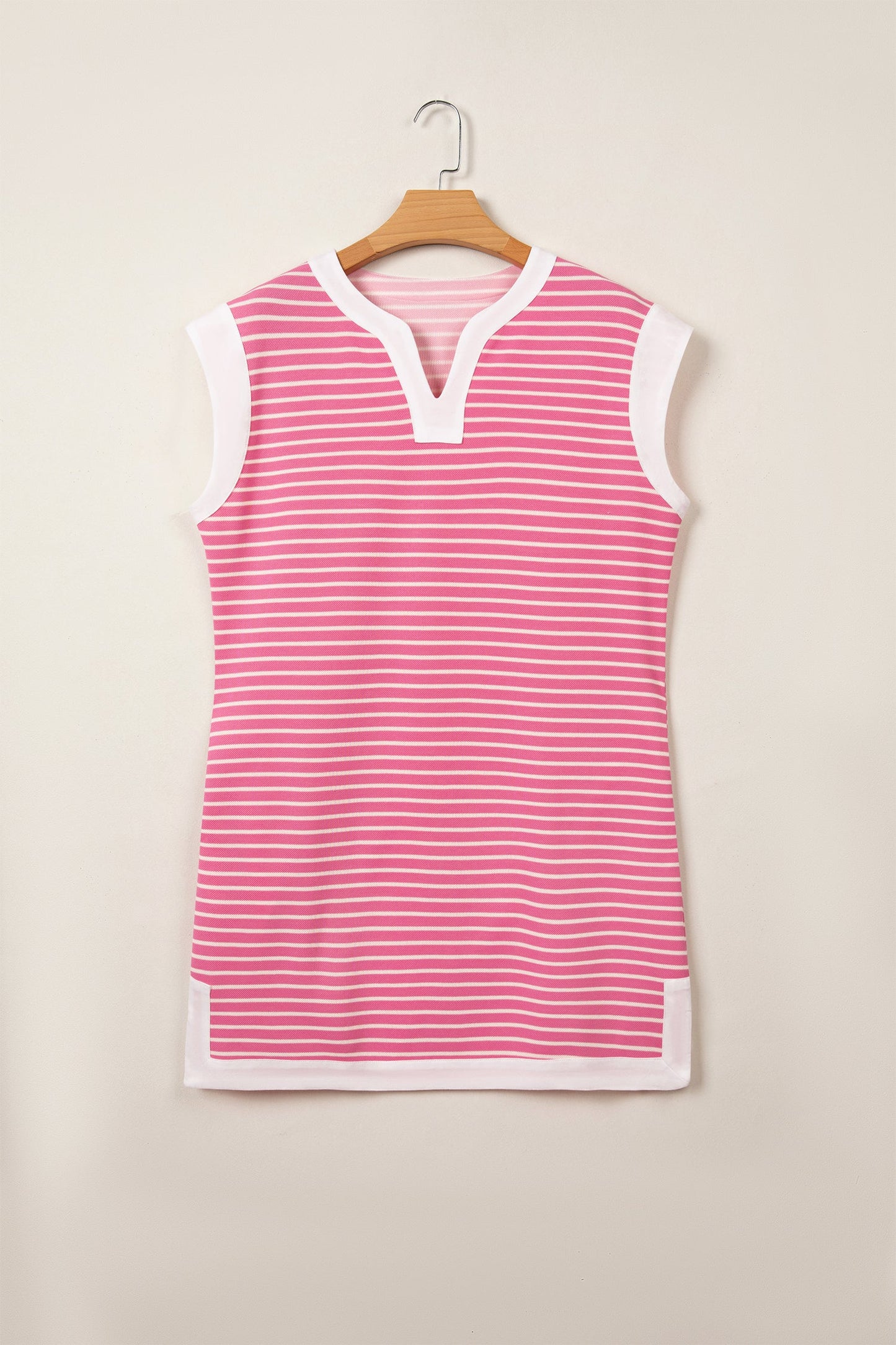 Stripe Colorblock Notched Neck Sleeveless Mini Dress