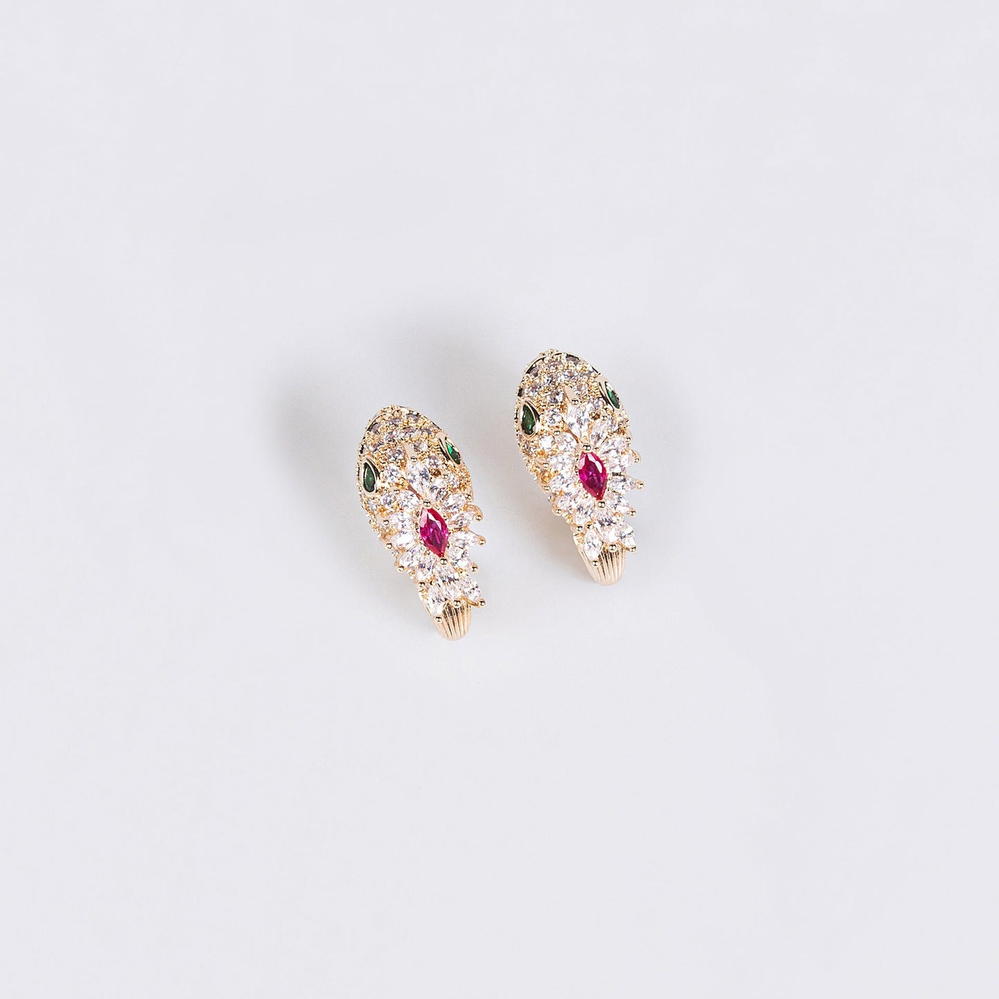 S925 Silver Needle Zircon Snake Stud Earrings