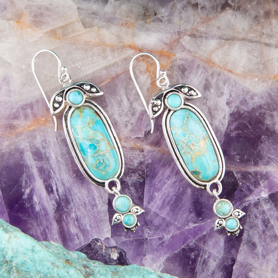 Emile Blue Turquoise Sterling Silver Dangle Earrings