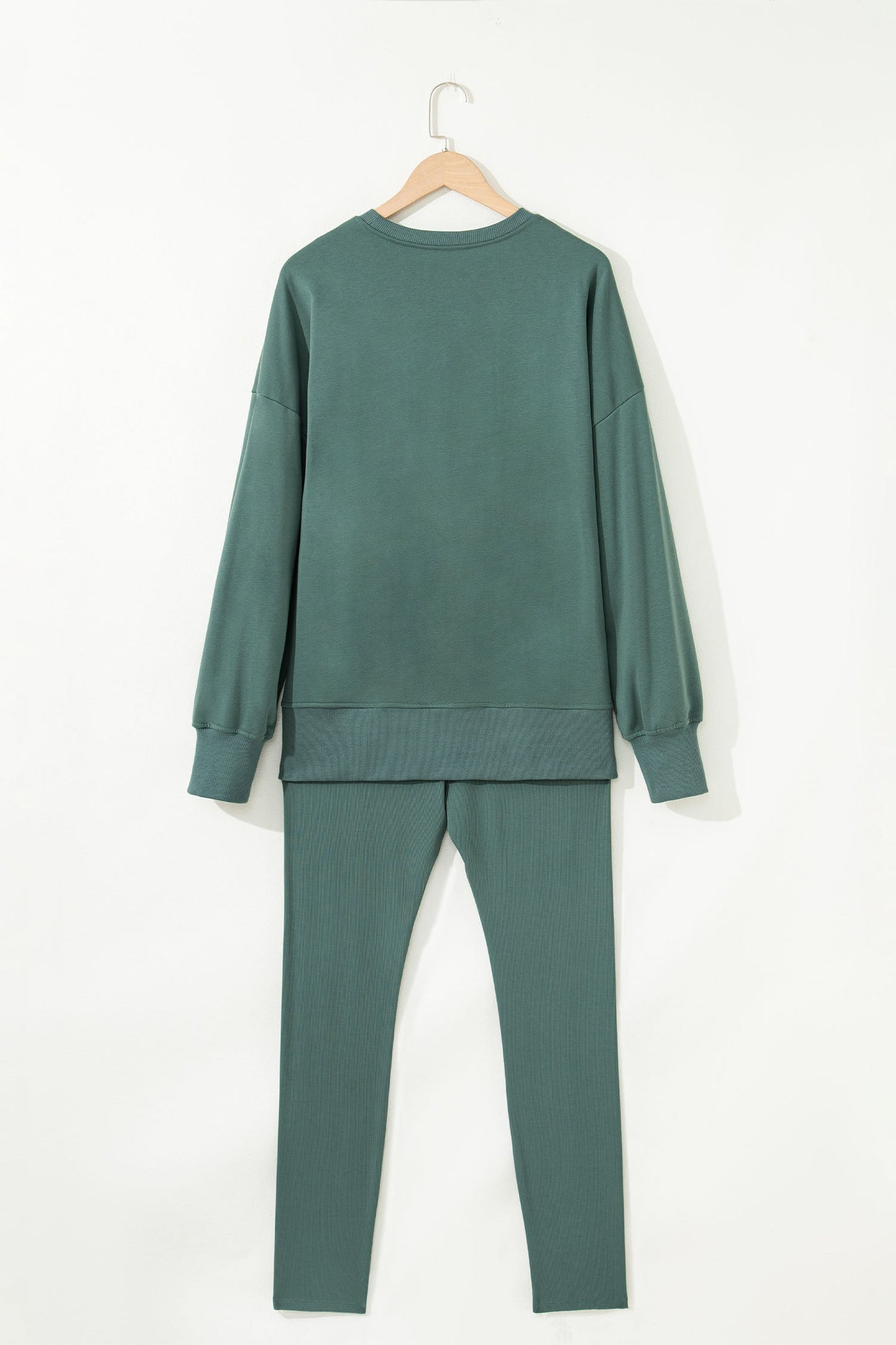 Solid Oversize Sweatshirt and Ribbed Leggings Set