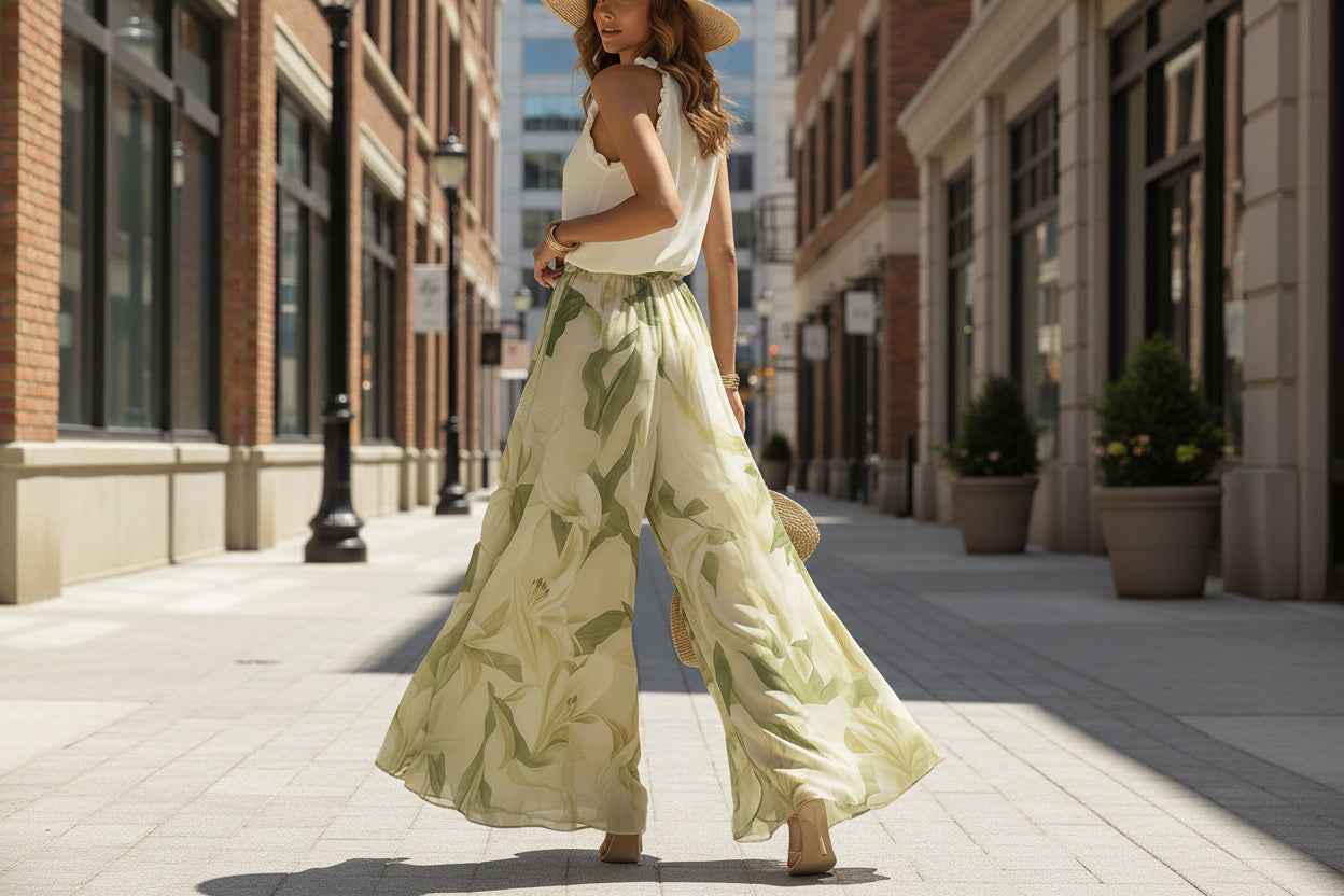 Waist-Cinching Ruffle-Hem Printed Maxi Dress – S–3XL