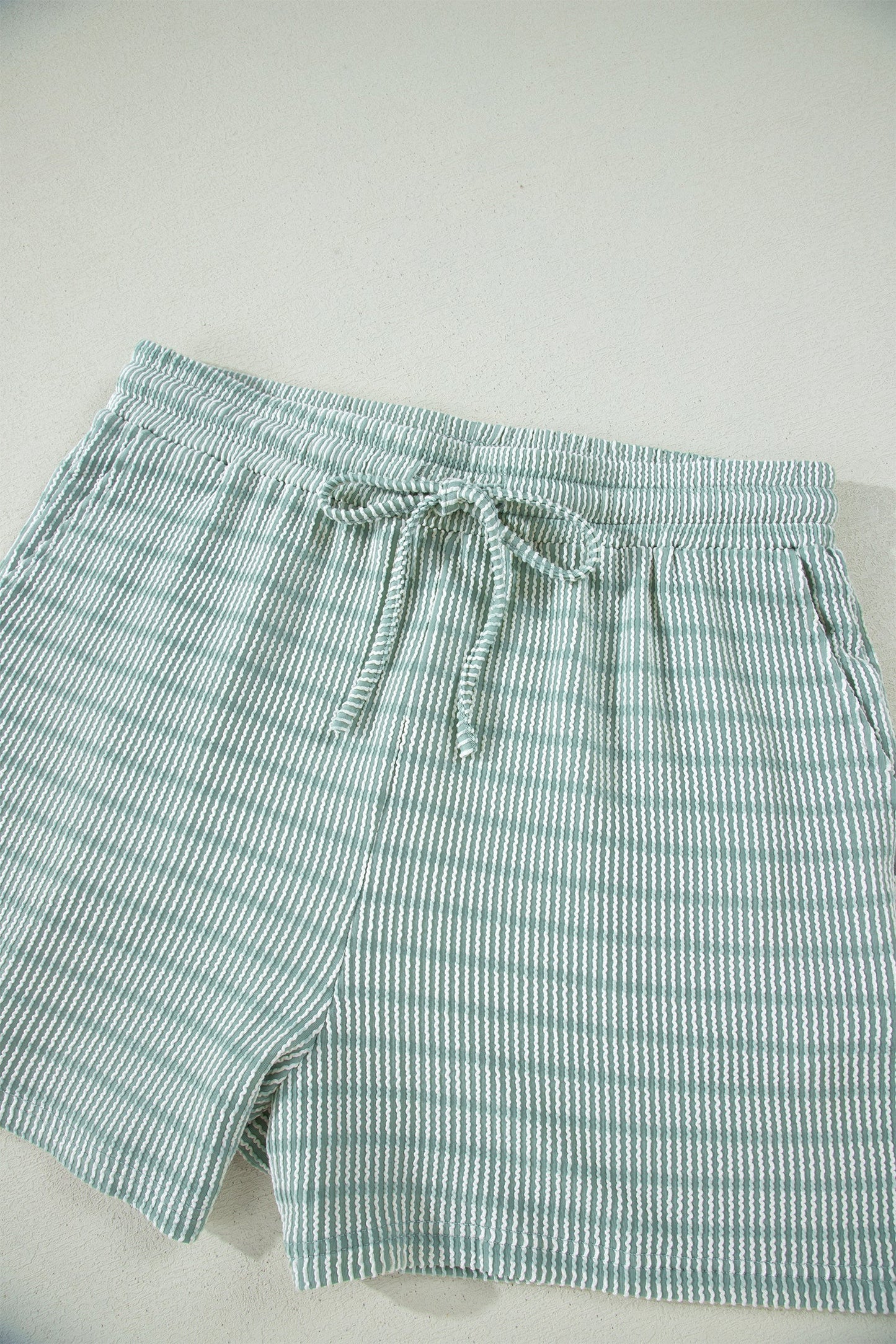 Stripe Ribbed Loose Tee & Drawstring Short Set