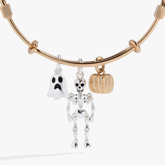 Ghost Skeleton and Pumpkin Trio Charm Bangle