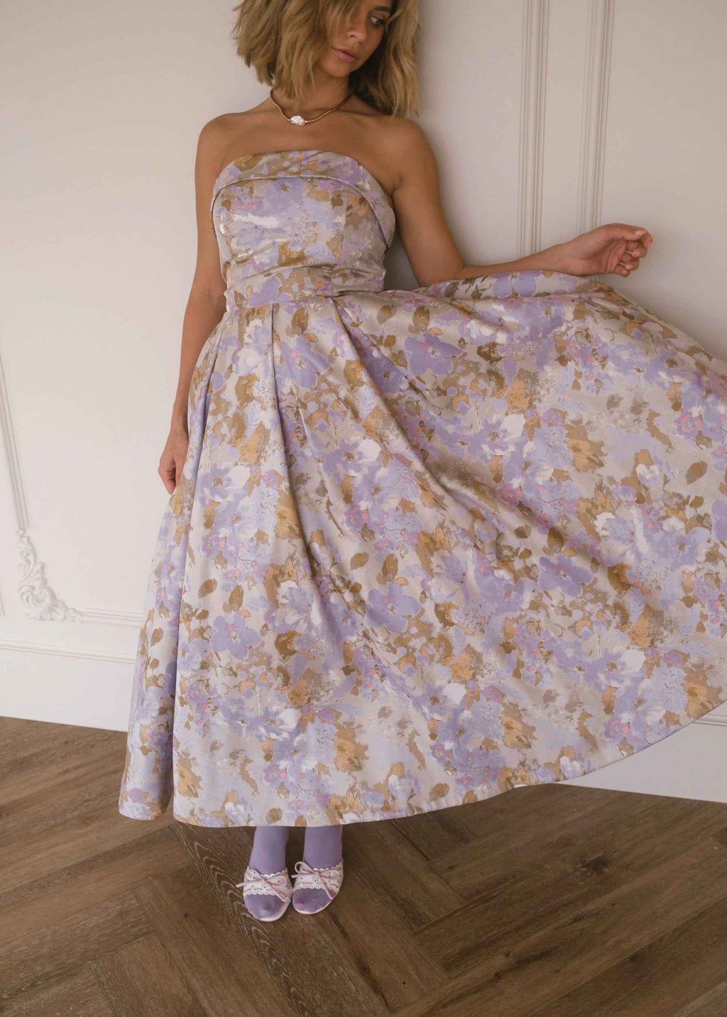 Anastelle Strapless Jacquard Dress