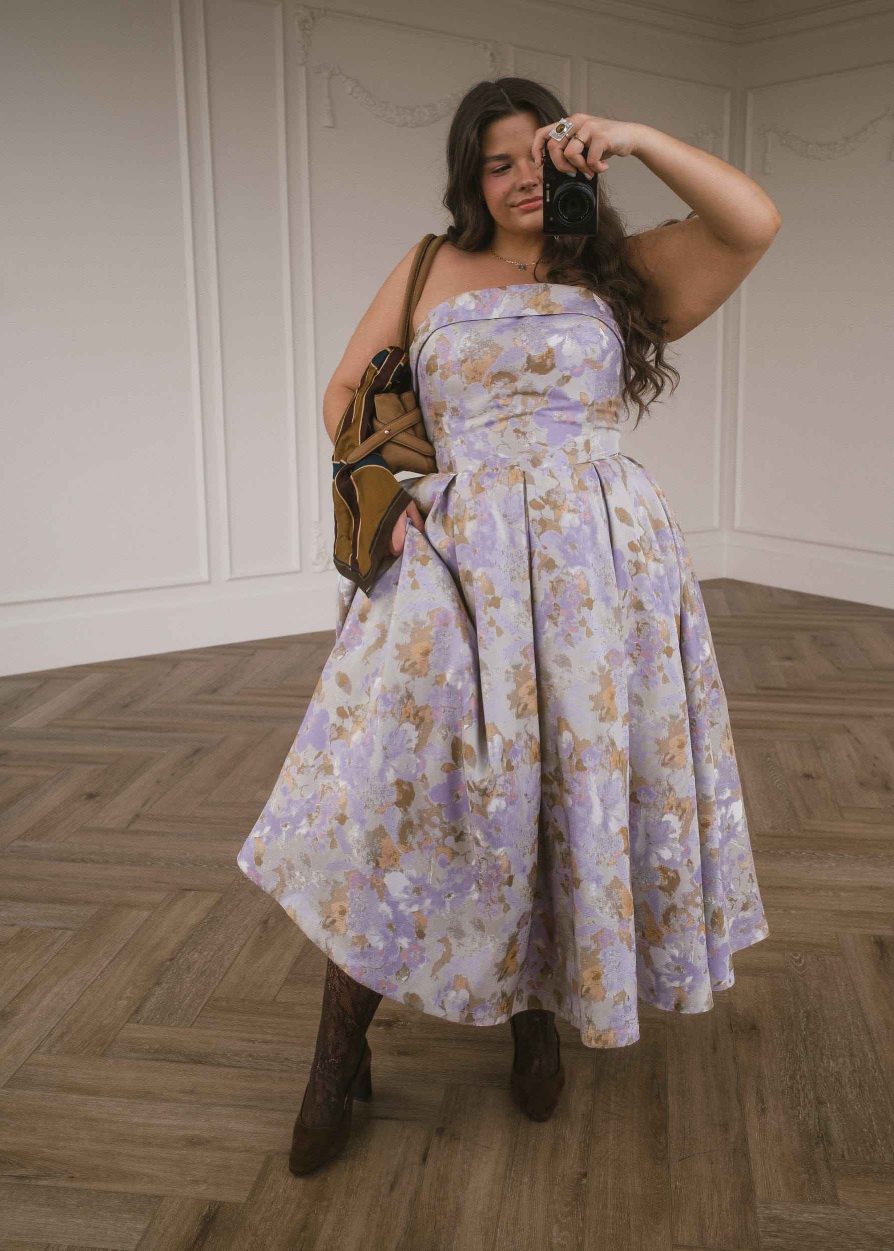 Anastelle Strapless Jacquard Dress