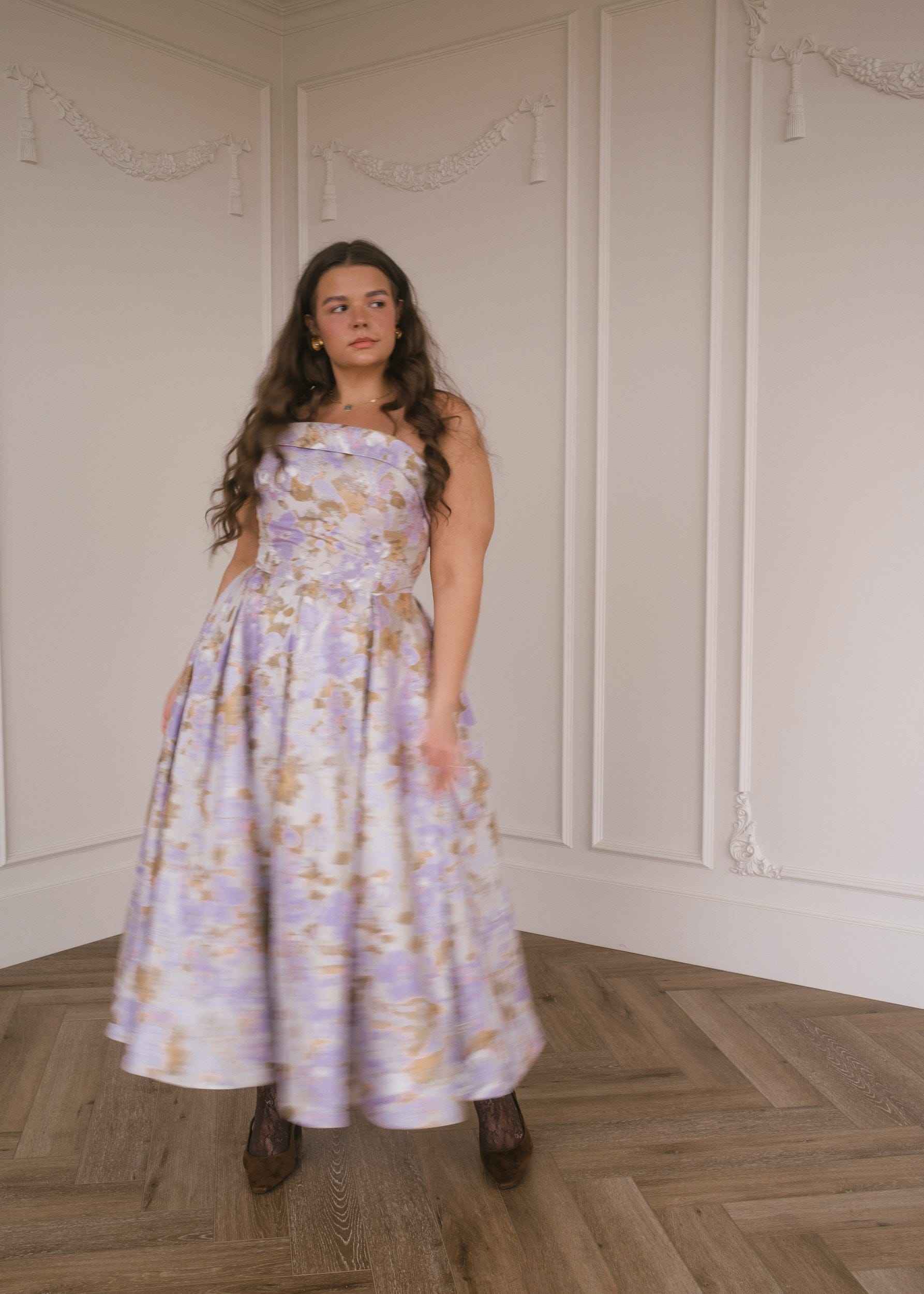 Anastelle Strapless Jacquard Dress