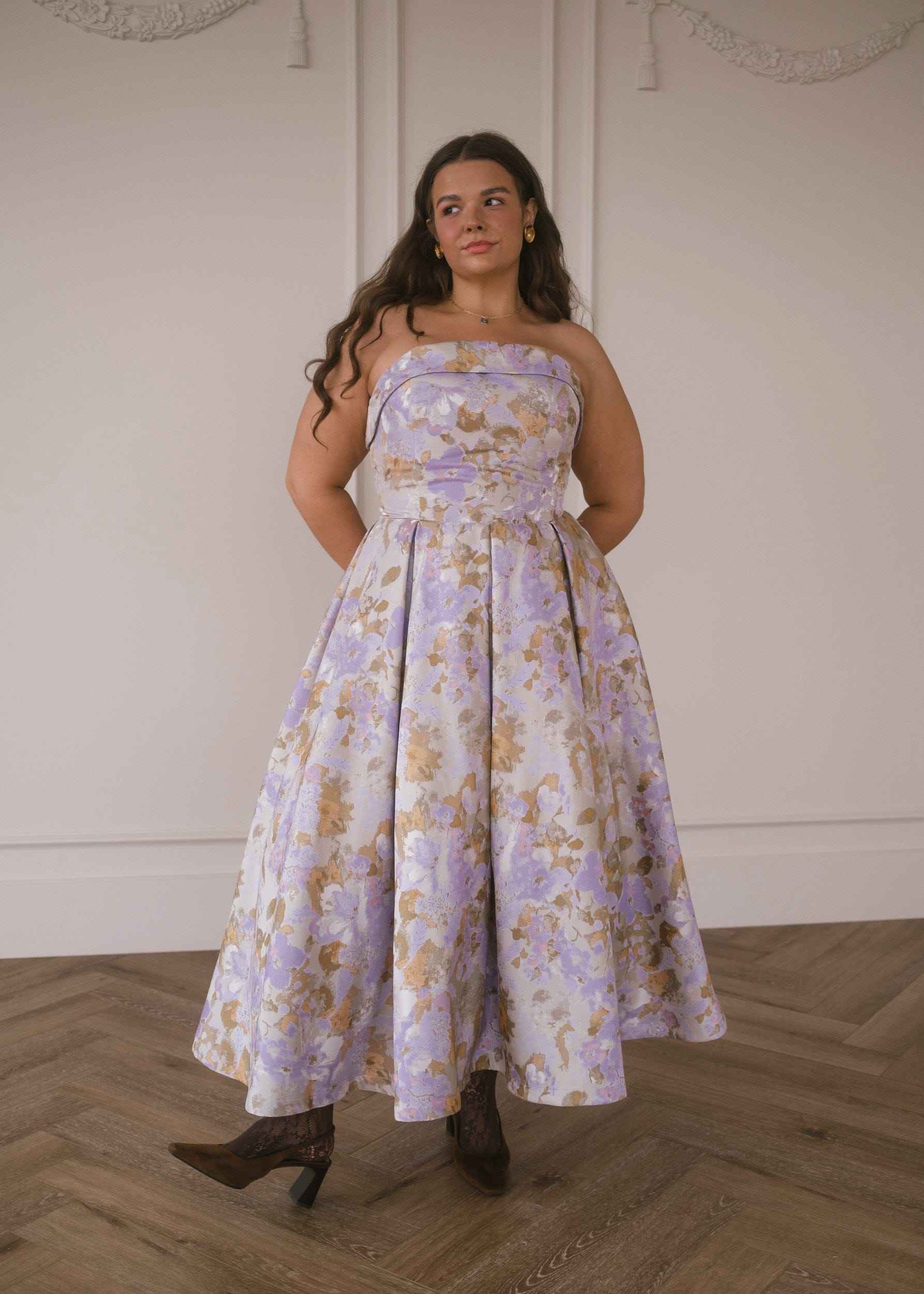 Anastelle Strapless Jacquard Dress