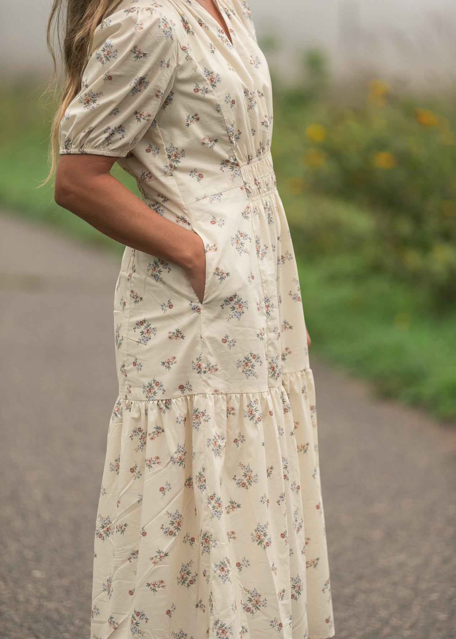 Katrina Half Sleeve Floral Midi Dress