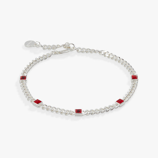 July Birthstone Ruby Curb Chain Bracelet