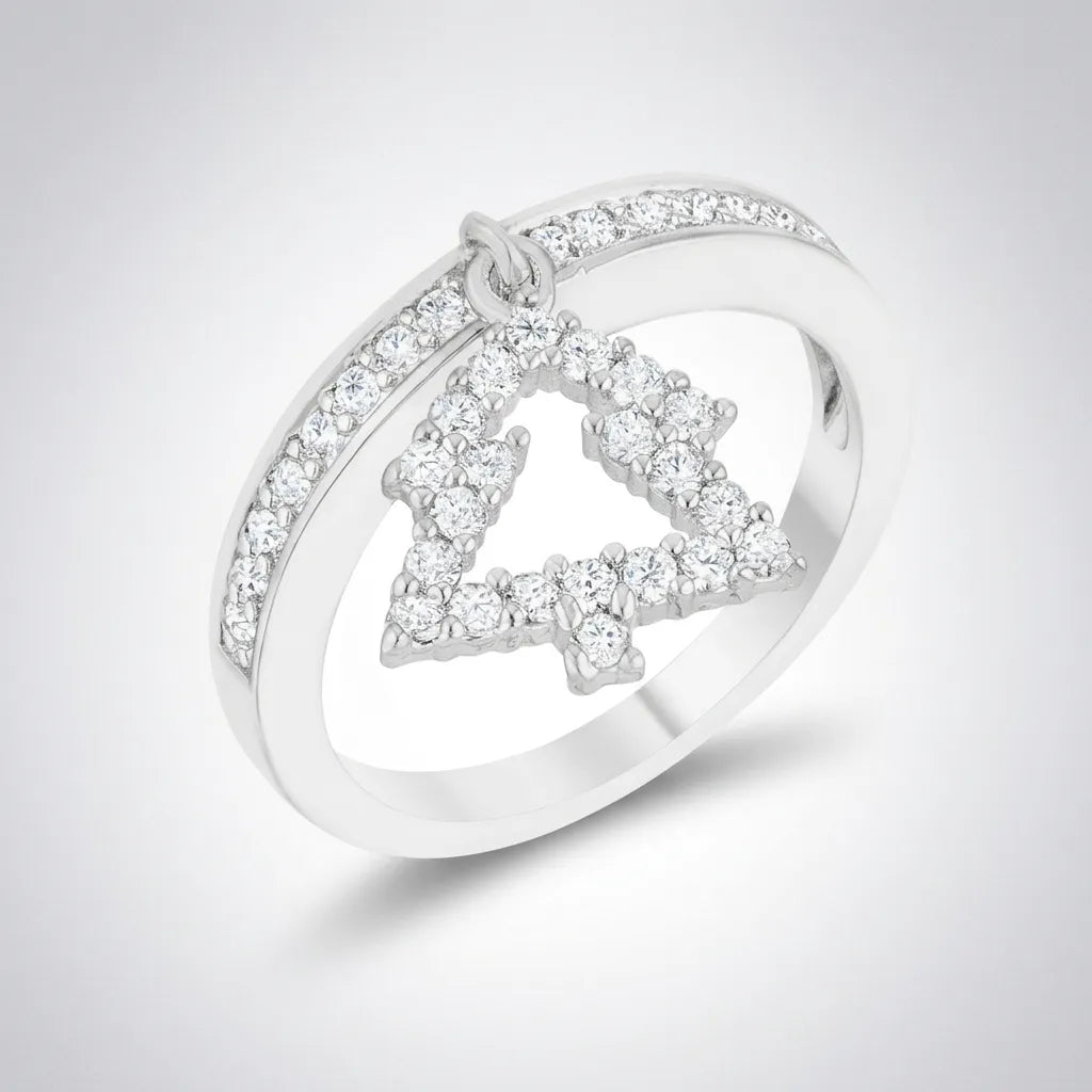 Christmas Tree 0.3ct CZ Holiday Charm Ring Size 5 Silver