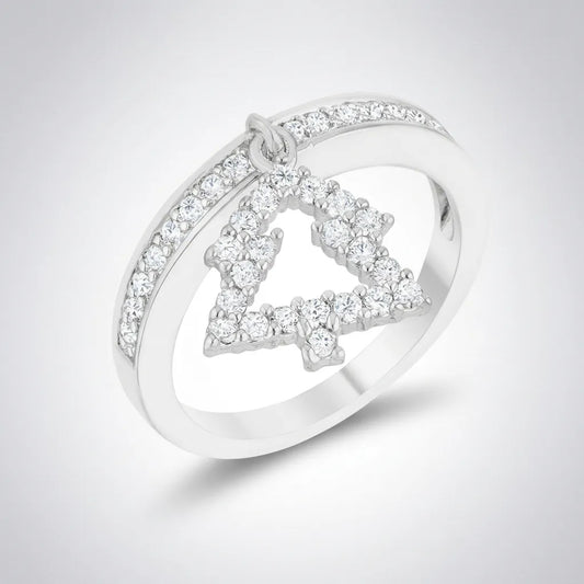 Christmas Tree 0.3ct CZ Holiday Charm Ring Size 5 Silver