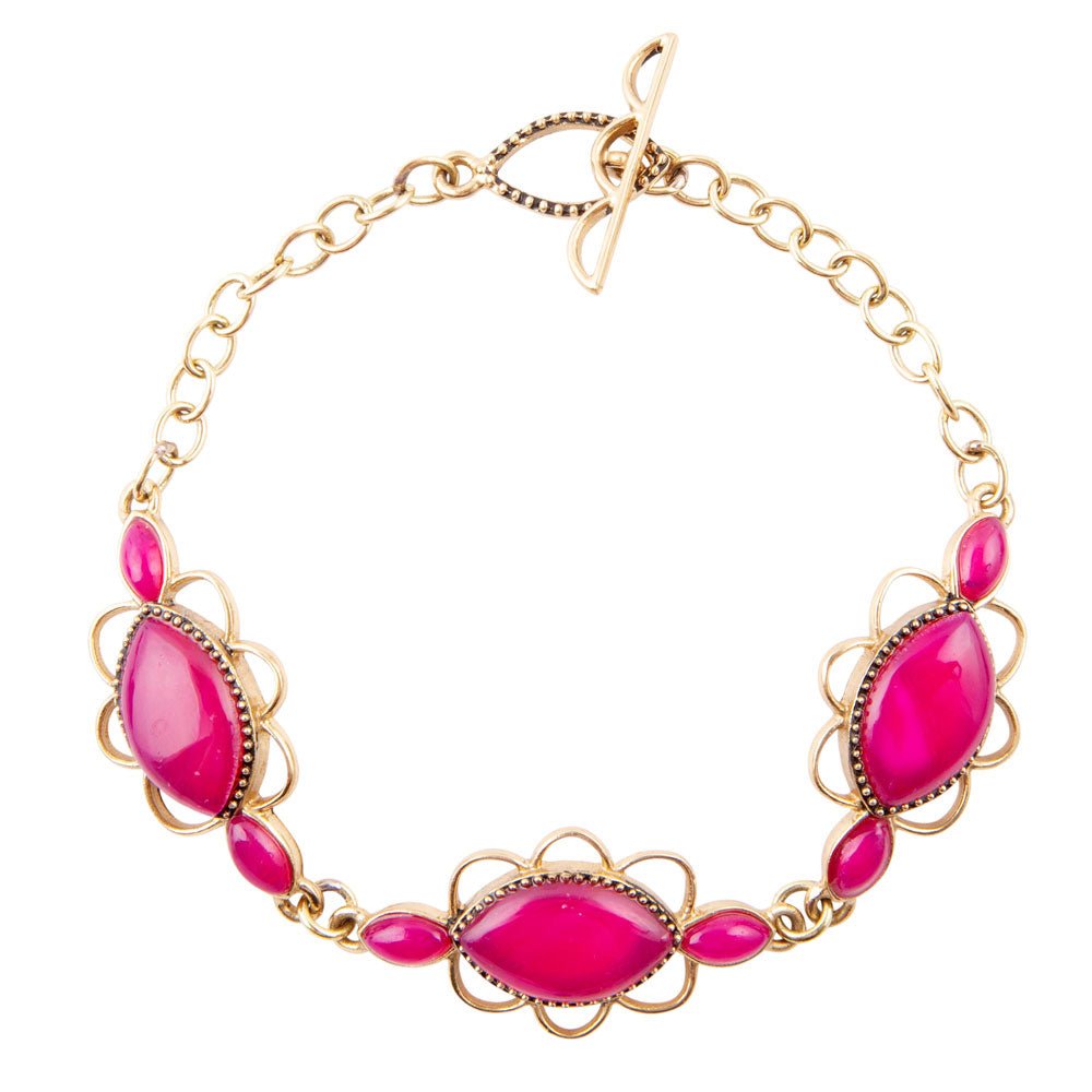 Magenta Agate Link Bracelet