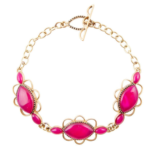 Magenta Agate Link Bracelet
