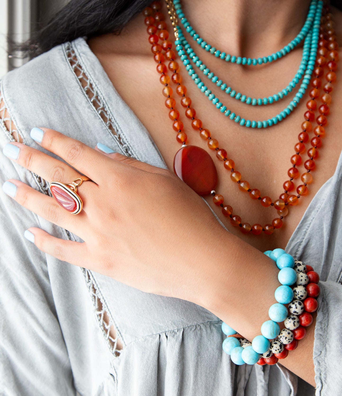 Orange Carnelian Knotted Necklace